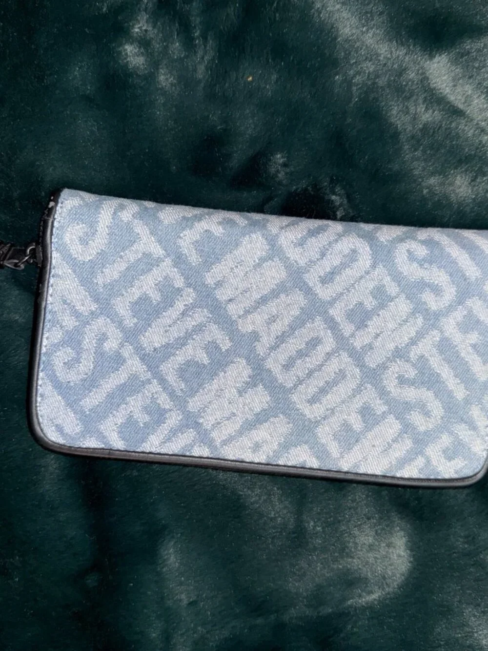 Steve Madden Blue & White Monogram Zip Around WalletSteve Madden Blue & White Mo
